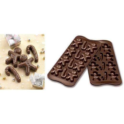 Silikomart™ Gingerbread Man & Candy Cane Chocolate Silicone Mould