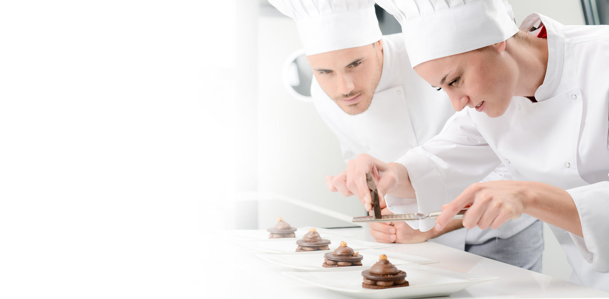 Two Chocolate Chefs creating sweet desert