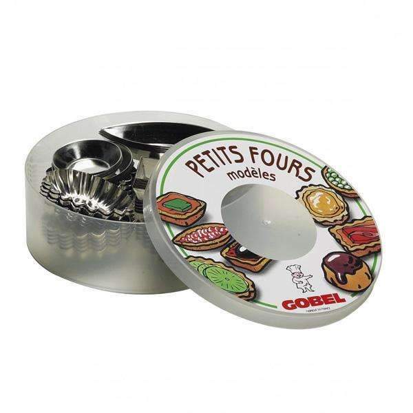 Boîte de 30 moules à petits fours en étain lourd