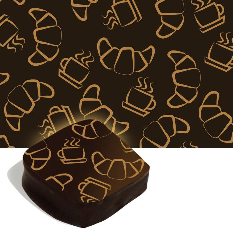 Feuille de transfert croissant et café